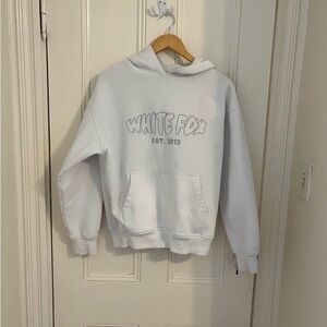 White Fox Boutique Missed Flights Oversized White Hoodie Sweatshirt XS/S